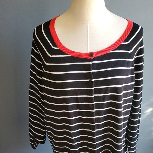 NWT Pendleton plus  Black and White 3/4 Sleeve Button Down Cardigan - Picture 3 of 15